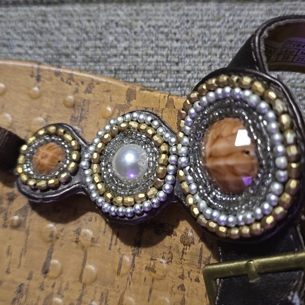 Vionic Brown Sandals with Beaded Accents - Picture 4 of 8